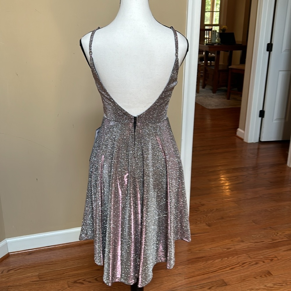 NWT B Darlin from Macy’s BLUSH colored metallic sparkly dress Sz 3/4 w/ straps - Picture 3 of 5